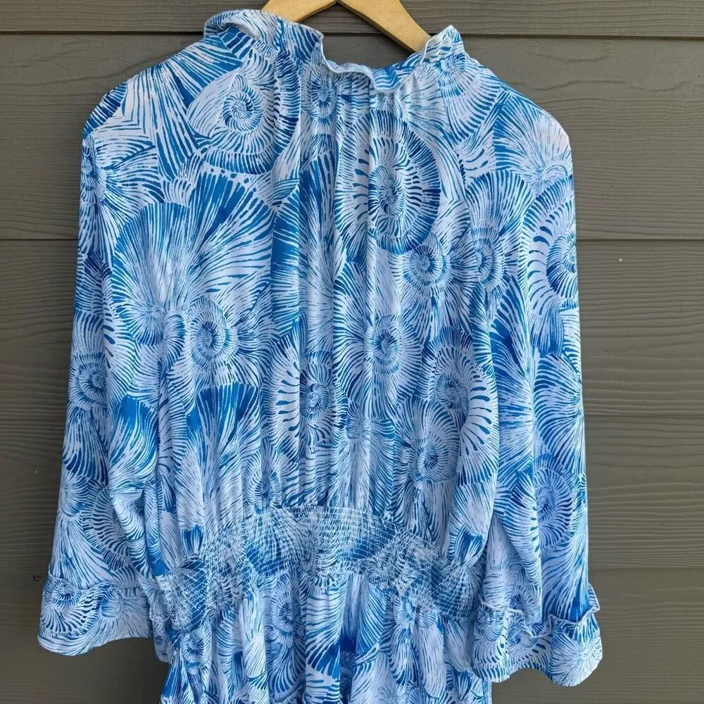 Chico's Light Blue Seashell Print Mini Dress - Picture 6 of 8